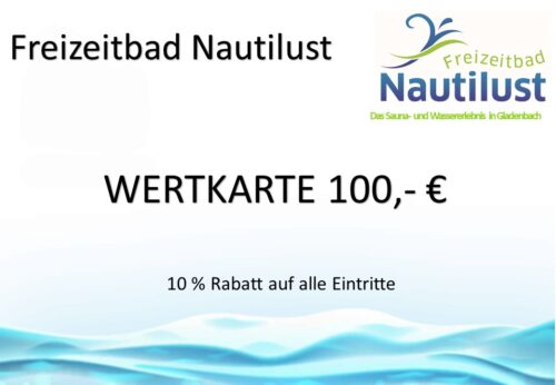Mit der Wertkarte 100€ erhalten Sie 15% Rabatt auf Eintritte.